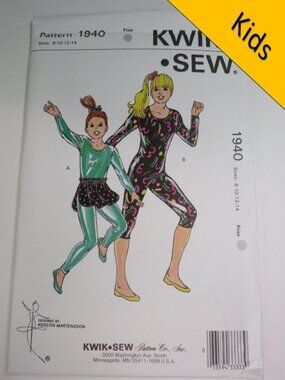 Kwik Sew 1940 Child unitard, skirt  UNCUT size 8-14